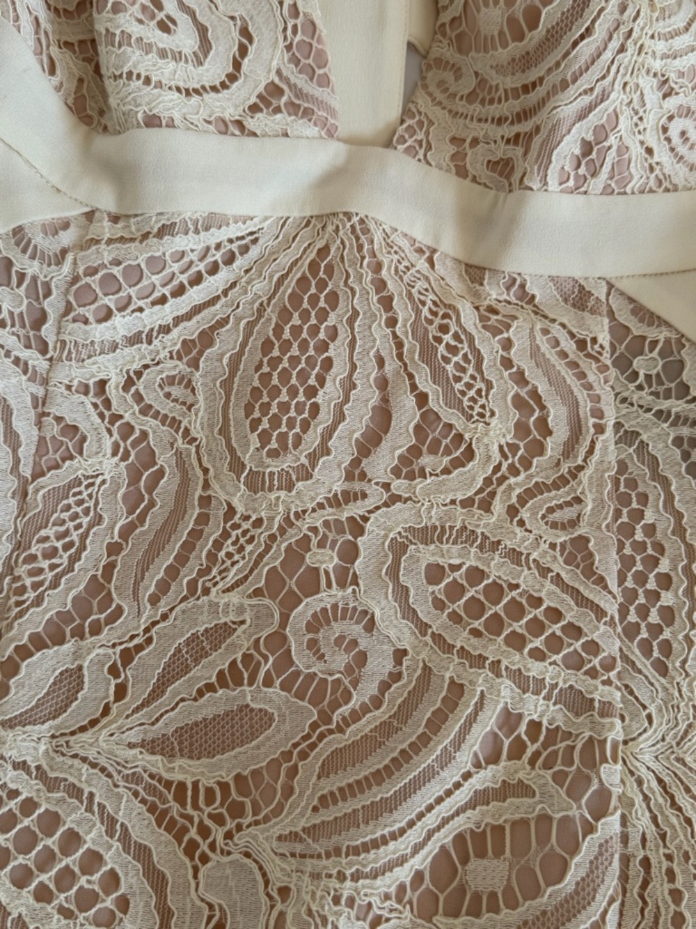 INTERMIX Cream Lace Midi Dress with Deep V &  Cut Outs - Picture 4 of 4
